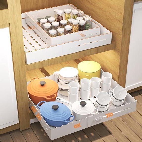 Expandable Pull-Out Cabinet Organizer with Slide Rails