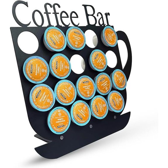 KingLive Coffee Pod Holder 19 Pods Black Metal Stand