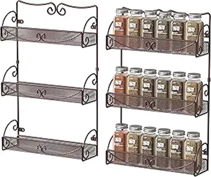 Deco Brothers 3 Tier Wall Mounted Spice Rack 2 Pack Bronze