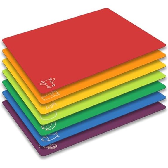Fotouzy 7-Piece Colorful Food Icon Cutting Board Mats