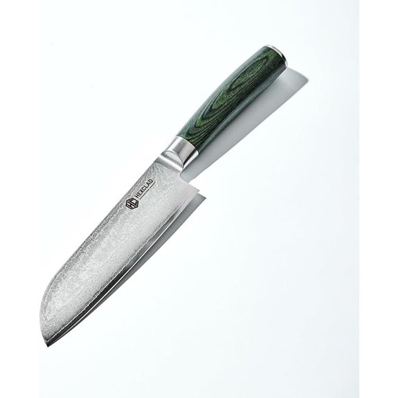 HexClad 7-Inch Damascus Stainless Steel Santoku Knife
