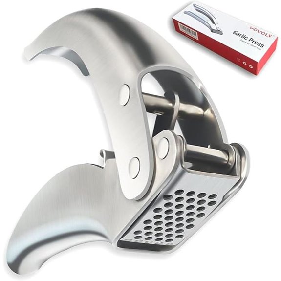 VOVOLY Stainless Steel Garlic Press with Double Lever