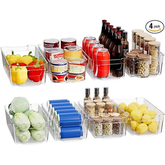 Clear Fridge Organizer Bins with Handles (8 Pack)