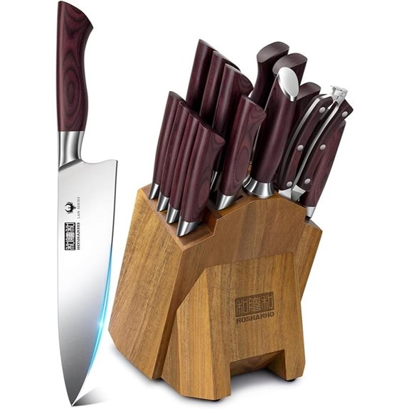 HOSHANHO 18-Piece Kitchen Knife Set with Block