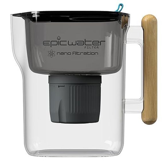 Epic Nano Water Filter Pitcher (10-Cup Black & Bamboo)