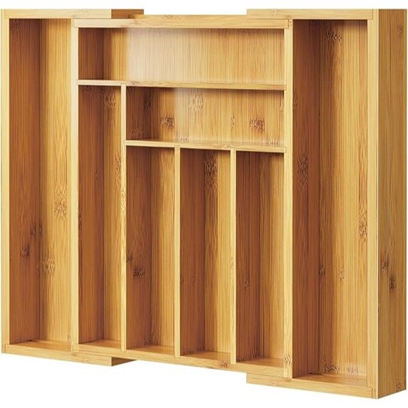 Pipishell Expandable Bamboo Silverware Organizer