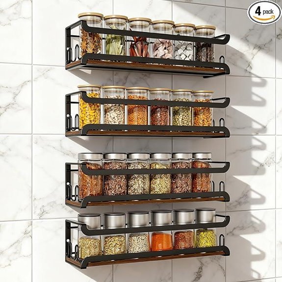 Doakhirmit Wall-Mounted Spice Rack with 16 Hooks (4 Pack)