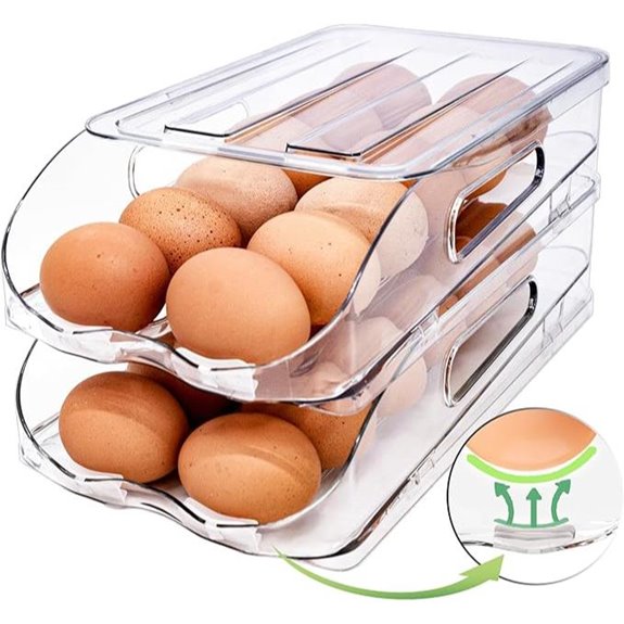 Egg Holder for Fridge with Handle and Lid