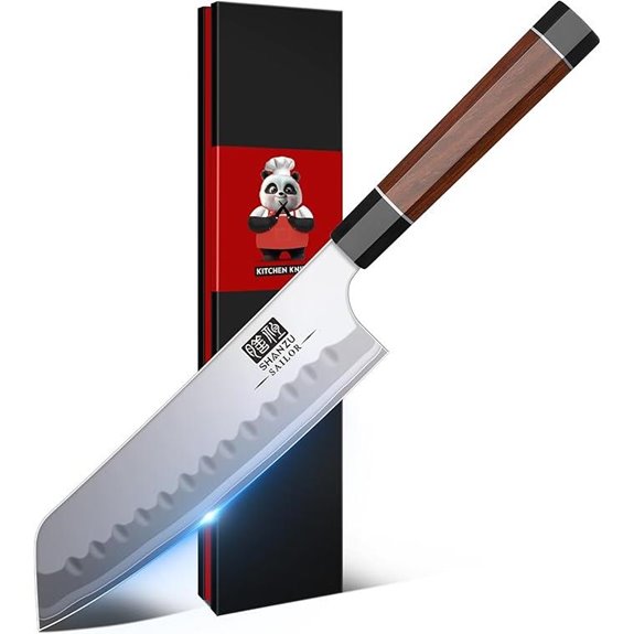 SHAN ZU 7-Inch Japanese Chef Knife with Red Handle