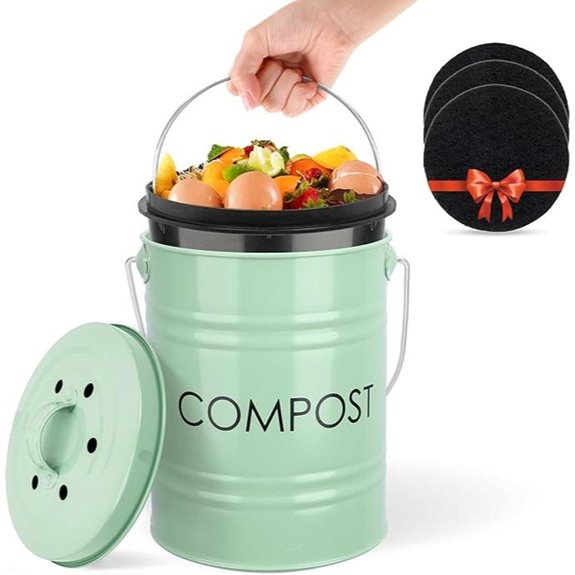 Vipush Kitchen Compost Bin with Lid and Charcoal Filter