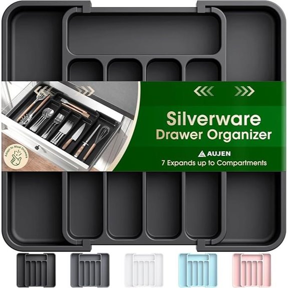 Aujen Silverware Organizer for Kitchen Drawer Storage