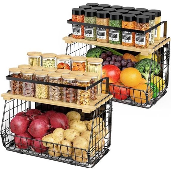 Magnetic Refrigerator Storage Bins with Wooden Lid (2 Pack)