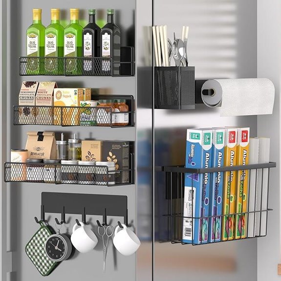 Magnetic Refrigerator Spice Rack Set with Hooks and Holder