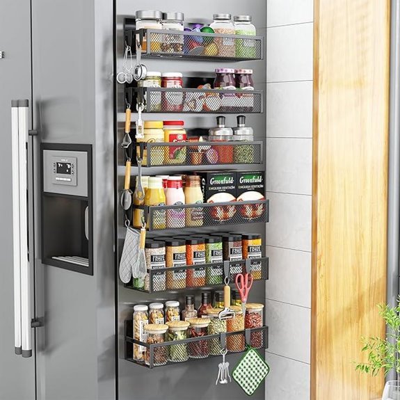 Magnetic Refrigerator Spice Rack with Hooks (6 Pack)