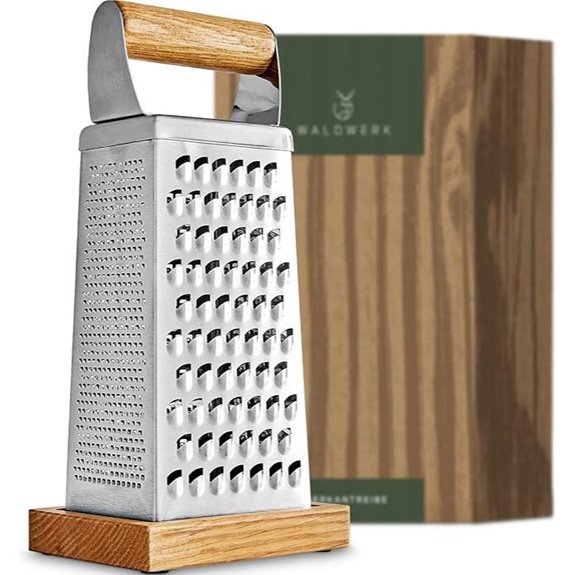 WALDWERK Premium Stainless Steel Box Grater with Wood Base