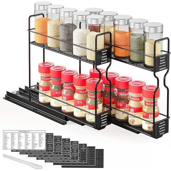 SpaceAid Pull-Out Spice Rack Organizer with Labels