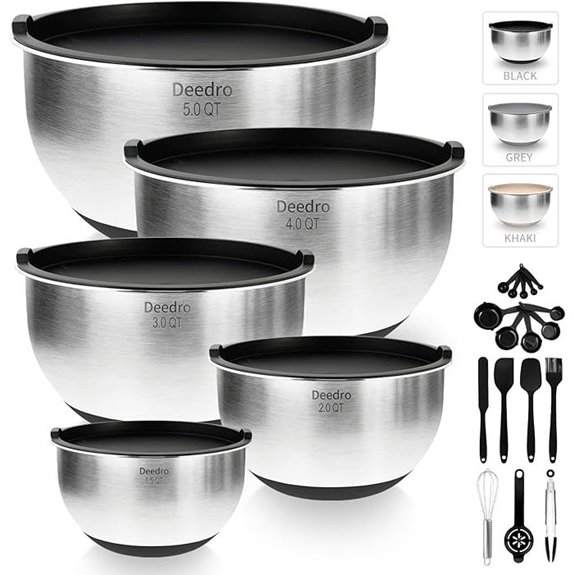 Deedro 22-Piece Stainless Steel Mixing Bowls Set
