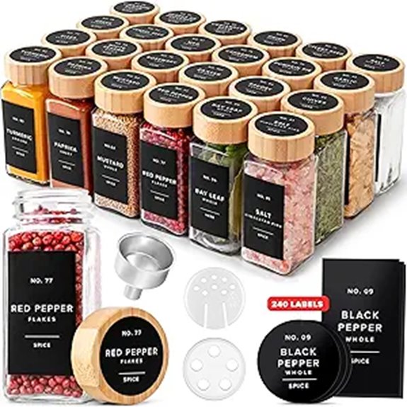EDELHAUS Square Spice Jars with Bamboo Lids (24 Pack)