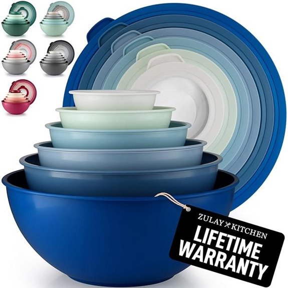 Zulay 12-Piece Plastic Mixing Bowls with Lids
