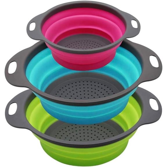 Niklye Collapsible Silicone Kitchen Strainers (Set of 3)