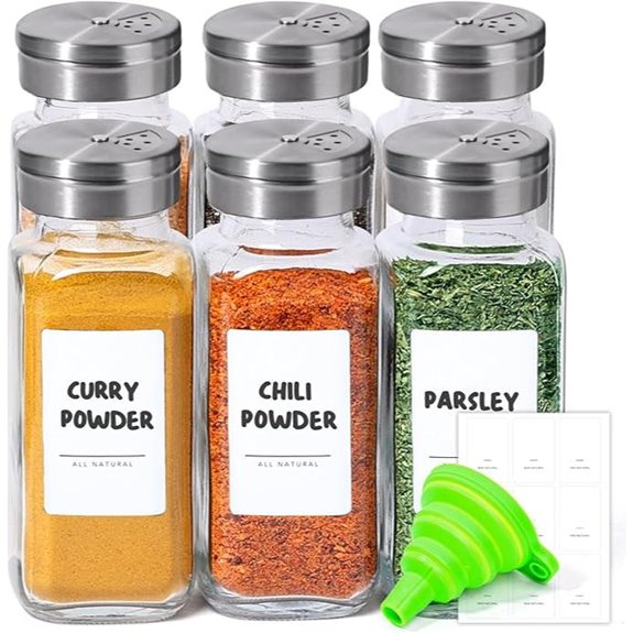 ComSaf 8oz Spice Jars Set with Labels (6 Pack)