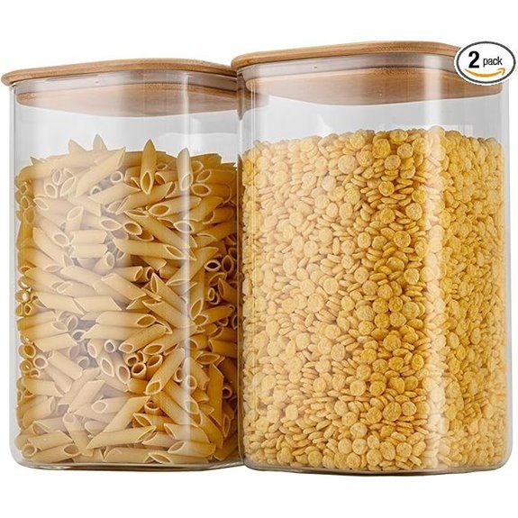 Square Glass Storage Canisters with Bamboo Lids (Set of 2)