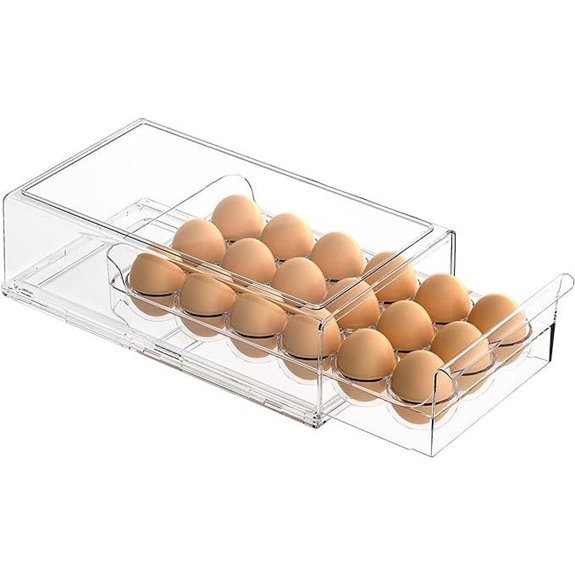 BPA Free Refrigerator Organizer Bins Stackable Egg Holder 18 Egg Tray