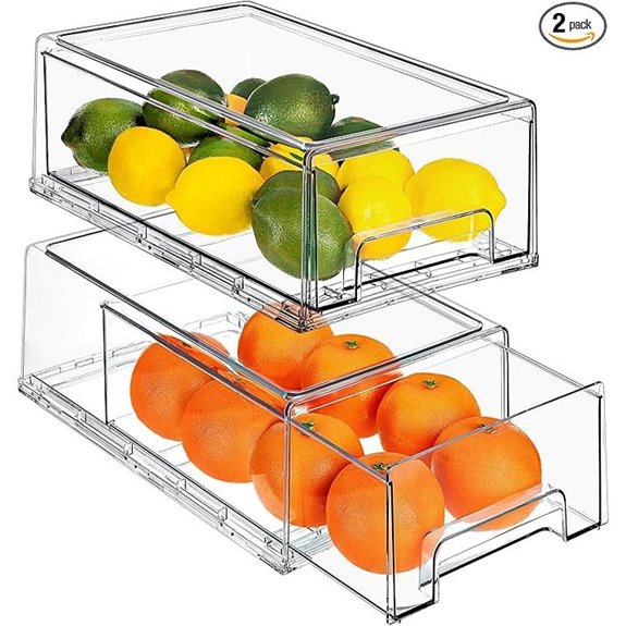 Sorbus Clear Stackable Storage Drawers (2 Pack)