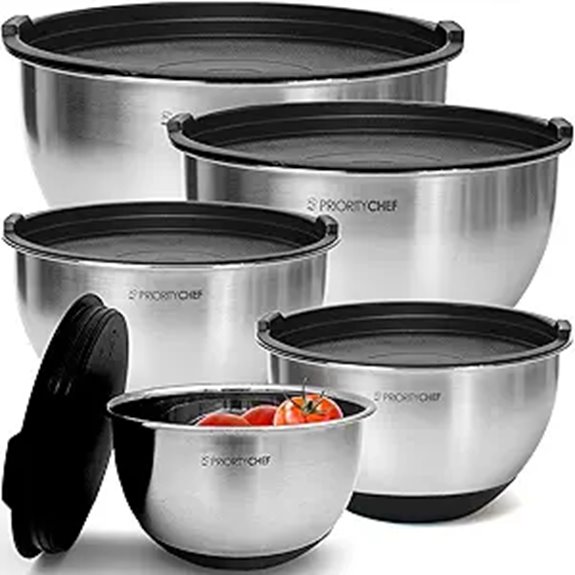 Priority Chef Stainless Steel Mixing Bowls Set with Lids