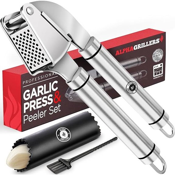 Alpha Grillers Stainless Steel Garlic Press Set