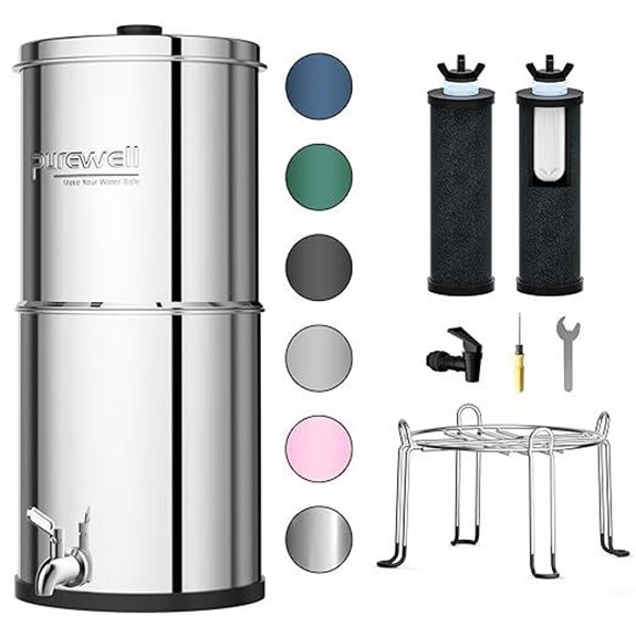 Purewell 3-Stage Stainless Steel Gravity Water Filter