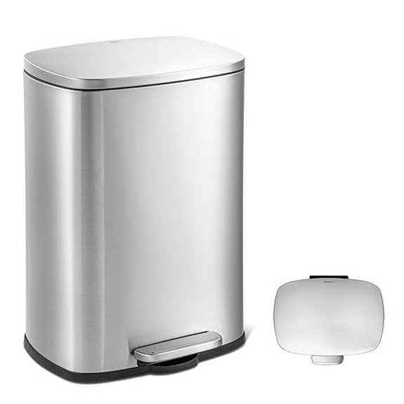 QUALIAZERO 50L Stainless Steel Step-On Trash Can