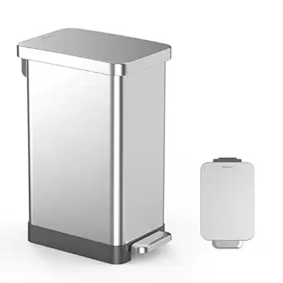QUALIAZERO 50L Stainless Steel Step-On Trash Can