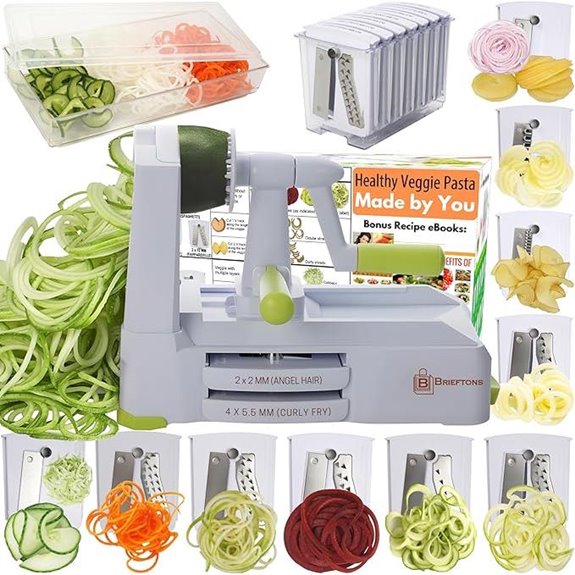 Brieftons 10-Blade Vegetable Spiralizer with Accessories