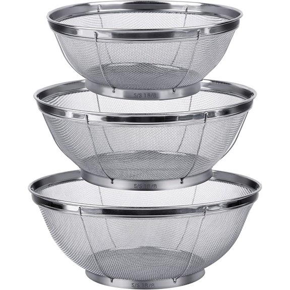 3 Pack Stainless Steel Kitchen Strainers