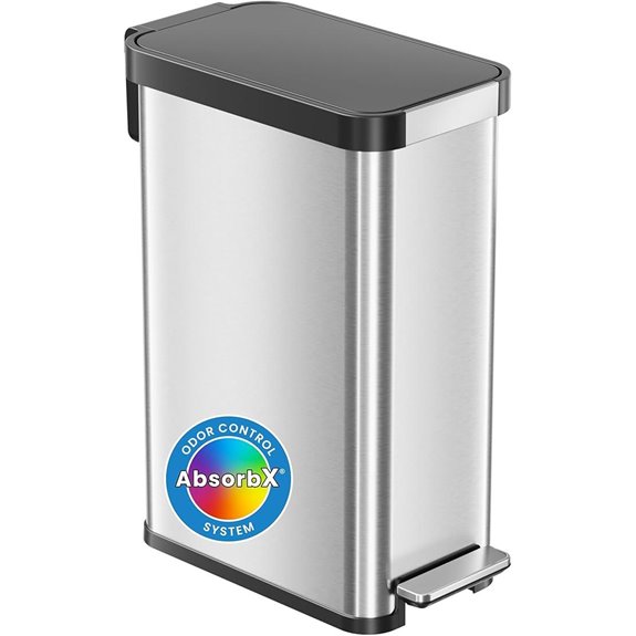 iTouchless SoftStep 50L Pedal Trash Can with Odor Filter