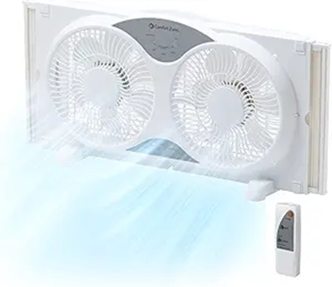 Comfort Zone Twin Window Fan with Remote
