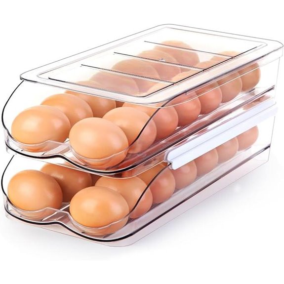 Egg Holder for Fridge 2-Tier Clear Plastic Dispenser