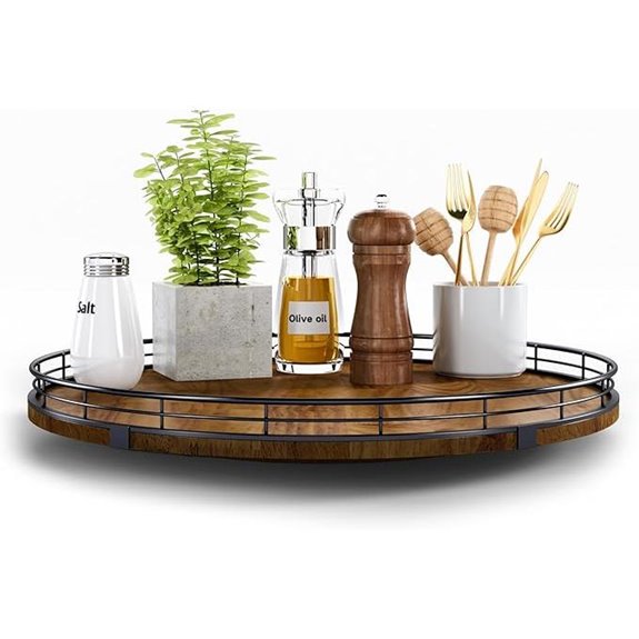 Farmhouse Walnut 16 Lazy Susan Turntable Organizer