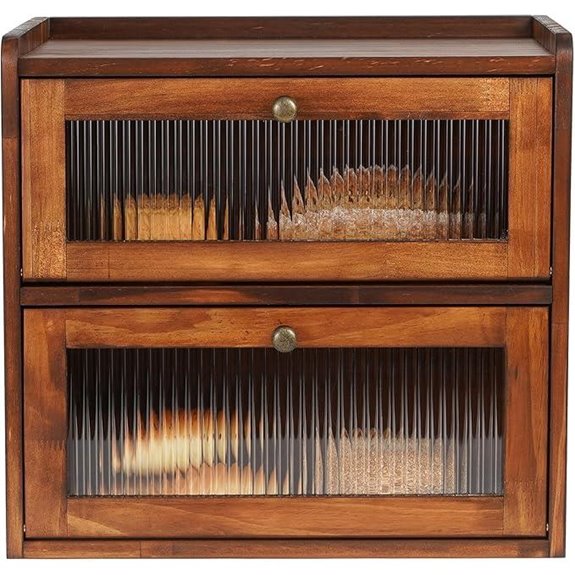 Sunhoo Wooden 2-Layer Bread Box with Acrylic Window