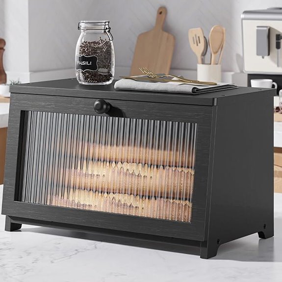 Kitsure Wooden Bread Box with Window and Large Capacity