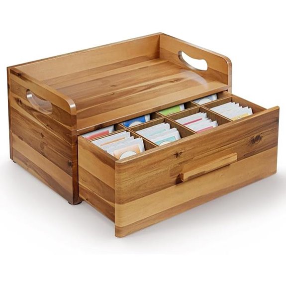 Tinamo Acacia Wooden Tea Box with Drawer