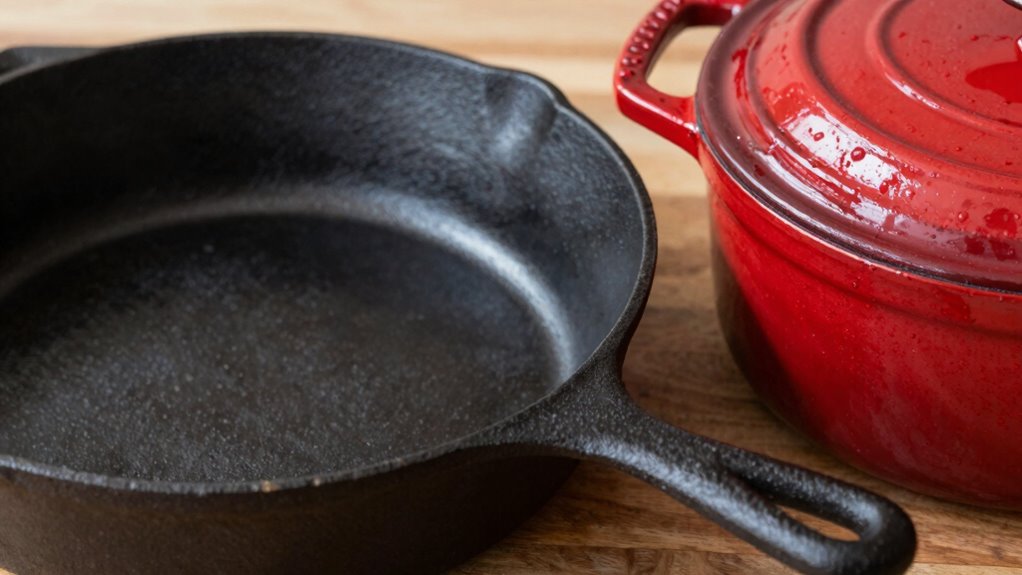cast iron vs enameled cookware