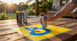 Paint And A Stencil Turned Their Outdoor Patio Into The Perfect Hangout Spot