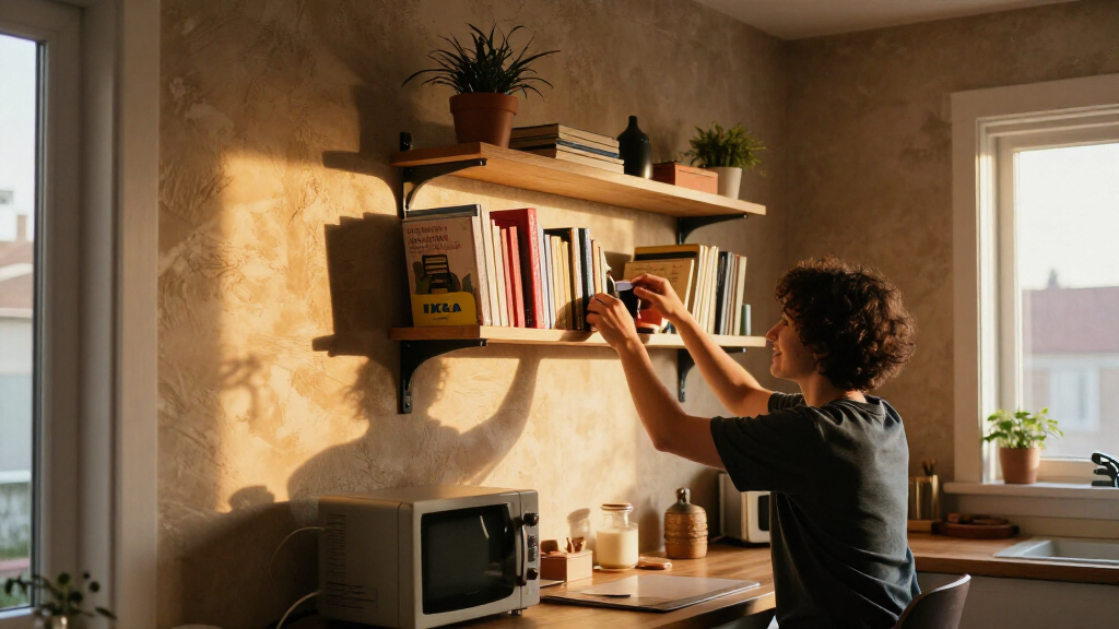 A Renter-Friendly Wall And IKEA BILLY Created A Moody Office
